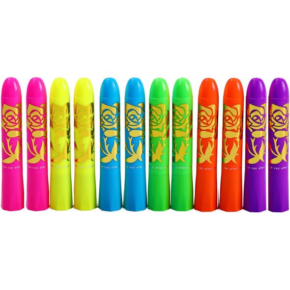 Zestaw Do Malowania Twarzy Pisaki Kredki Neonowe UV Fluorescencyjne 12szt LEAN