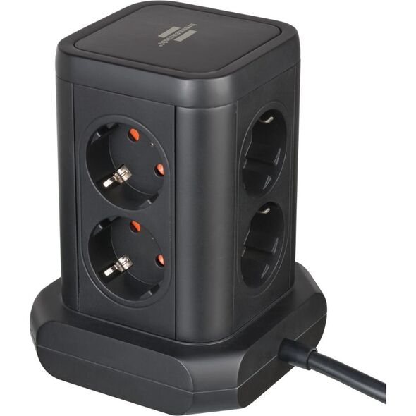 Brennenstuhl Socket tower 8-fold with 4x USB black 2m H05VV-F3G1.5 (1153560000) (BNN1153560000) έως 12 άτοκες Δόσεις