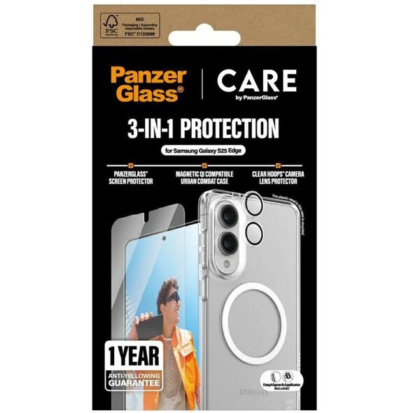 Σετ προστασίας CARE by PanzerGlass Flagship 3 σε 1 Θήκη+Γυαλί+Φακός για Samsung Galaxy S25 Edge