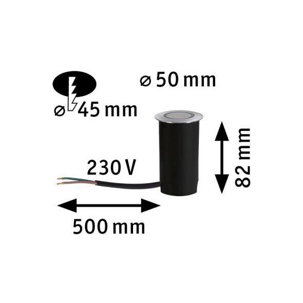 Ενσωματωμένο φωτιστικό δαπέδου LED 2.2W 15lm IP67 2200K 230V αλουμίνιο μέταλλο