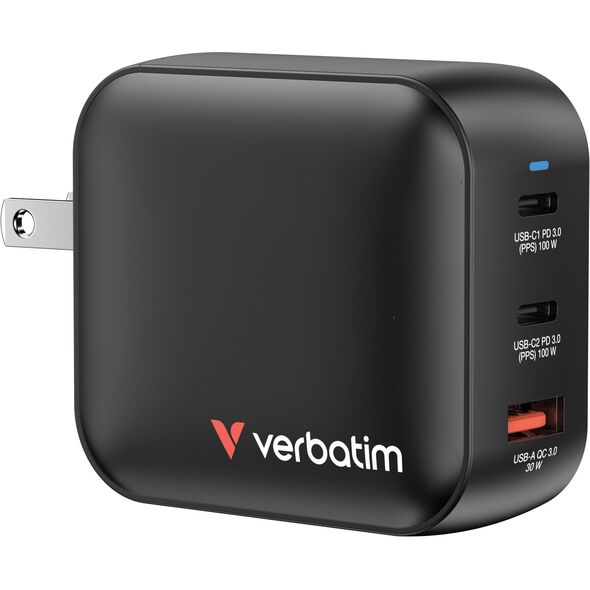 Verbatim Mini GaN Charger 100W 3Port US/EU/UK ADP         32230