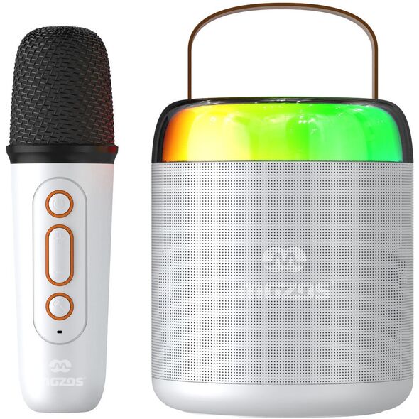 MOZOS MK BIAŁY MIKROFON KARAOKE GŁOŚNIK BT