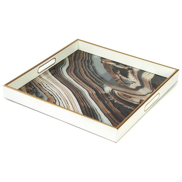 Διακοσμητικός γυάλινος δίσκος ONYX, 40 x 40 x 4.5 cm