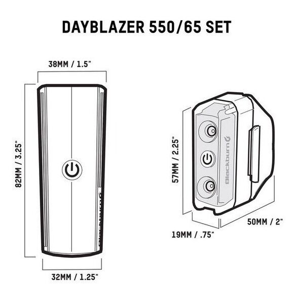 Zestaw lampki BLACKBURN DAYBLAZER przód 550 lumenów, tył 65 lumenów (NEW 2025)