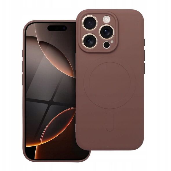 Θήκη SILICONE MAG COVER συμβατή με MagSafe για IPHONE 16 Pro καφέ