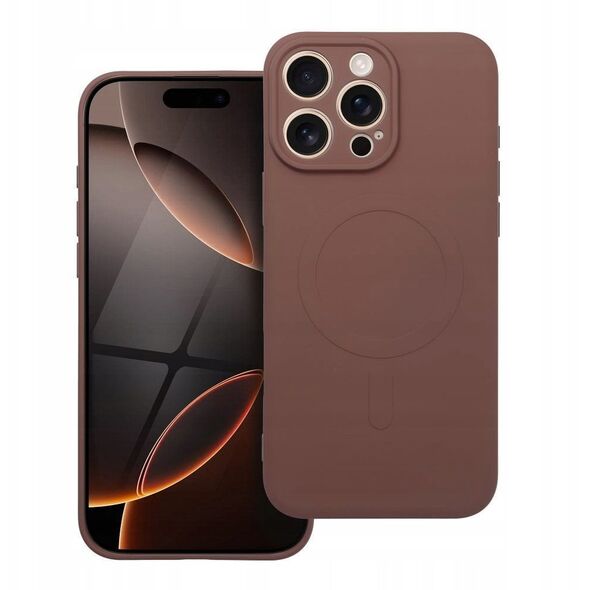 Θήκη SILICONE MAG COVER συμβατή με MagSafe για IPHONE 16 Pro Max καφέ