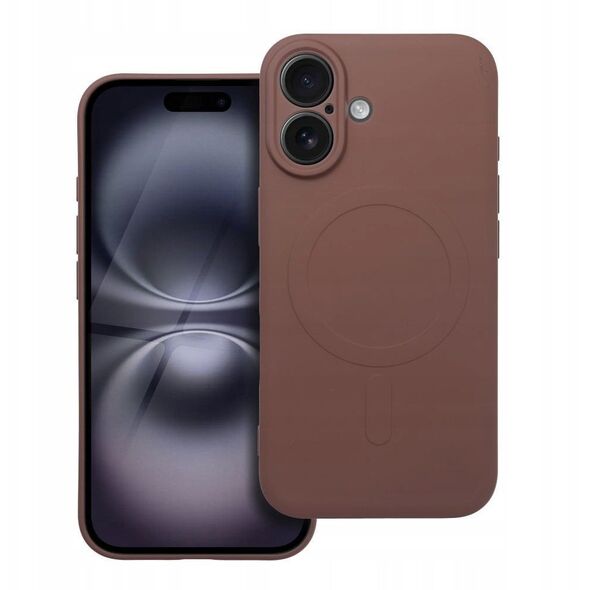 Θήκη SILICONE MAG COVER συμβατή με MagSafe για IPHONE 16 καφέ