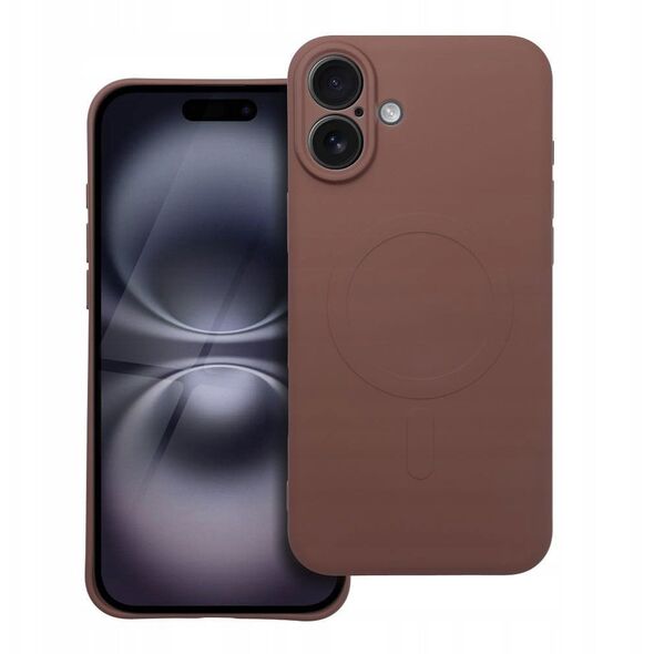 Θήκη SILICONE MAG COVER συμβατή με MagSafe για IPHONE 16 Plus καφέ