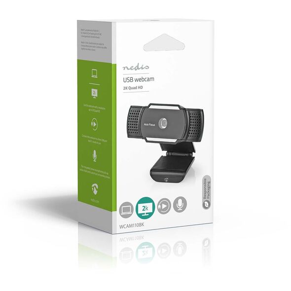 Κάμερα web Nedis 2K 30fps μαύρη