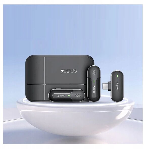 yesido KR17 Μικρόφωνο MEMS 2τμχ. Κλιπ Type-C, Ασύρματο 2.4GHz, ΜΑΥΡΟ / CZARNY