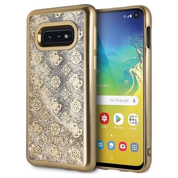 Guess Guess GUHCS10LPEOLGGO S10e G970 złoty /gold hard case 4G Peony Liquid Glitter uniwersalny