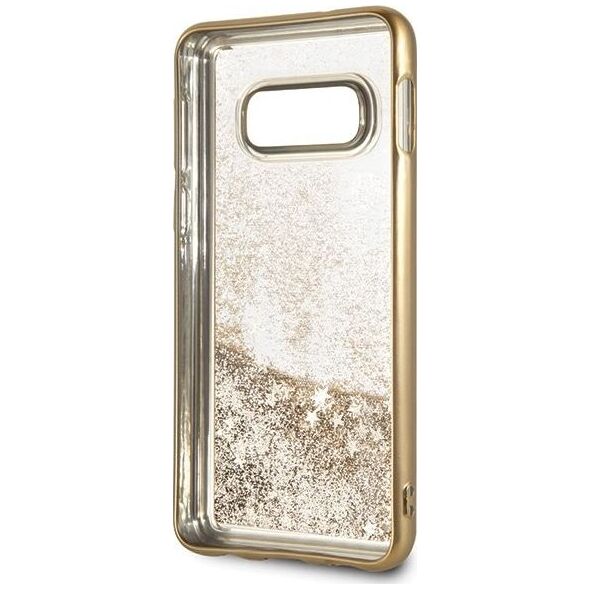 Guess Guess GUHCS10LPEOLGGO S10e G970 złoty /gold hard case 4G Peony Liquid Glitter uniwersalny