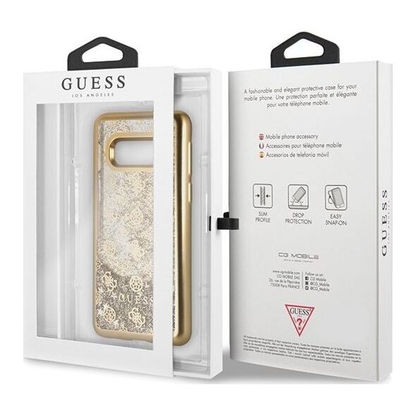 Guess Guess GUHCS10LPEOLGGO S10e G970 złoty /gold hard case 4G Peony Liquid Glitter uniwersalny