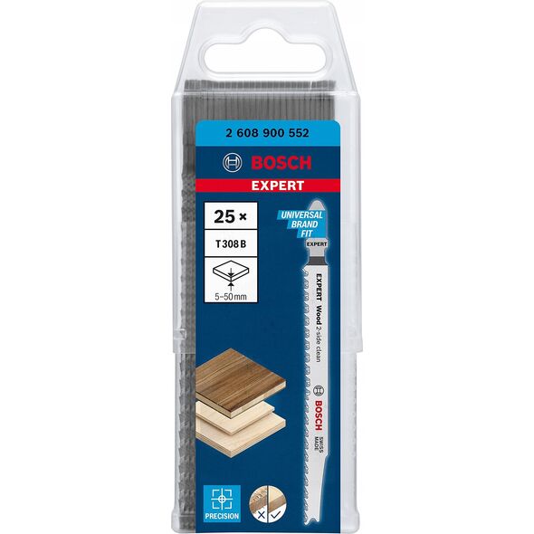 bosch powertools Bosch Expert jigsaw blade T 308 B 'Wood 2-side clean' (25 pieces)