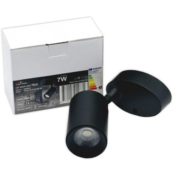 LED spotlight TOPE TELA, 4000 K, 7 W, 560 lm, black