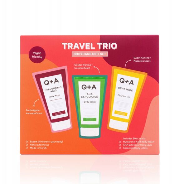 Σετ περιποίησης σώματος Q+A Travel Trio Bodycare, 3x 50 ml
