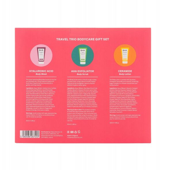 Σετ περιποίησης σώματος Q+A Travel Trio Bodycare, 3x 50 ml