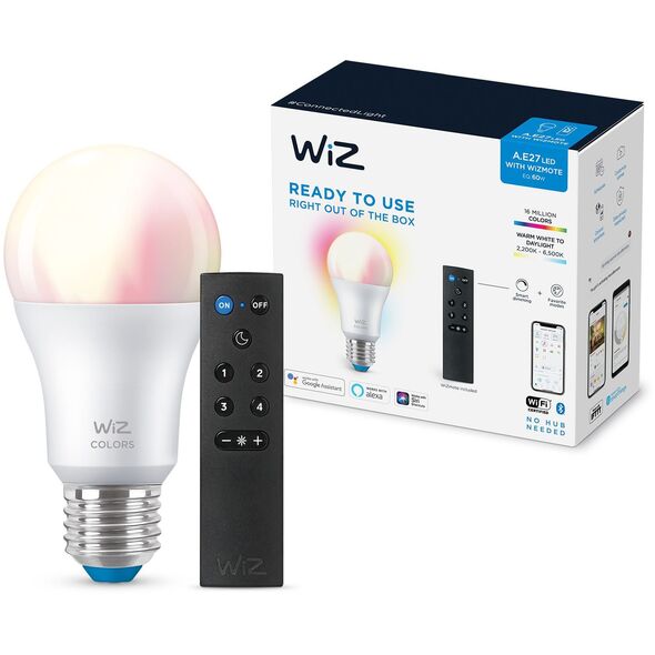 WiZ White & Color 60W E27 A60 Standardform 1er +Remote Control