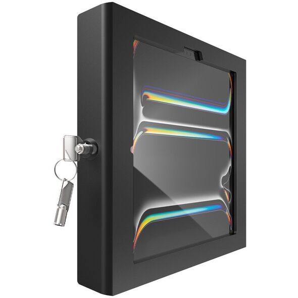 Compulocks iPad Pro M4 11" (2024), Apex Enclosure Tilting Stand 8" - Befestigungskit (Gehause, Aufstellung) - freiliegende Front-/Ruckkamera und Sensoren - fur Tablett - verriegelbar - Metall - Schwarz - Bildschirmgrosse: 27.9 cm (11") - fur Apple 11