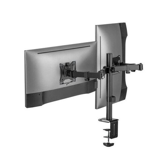 Universal tabletop double monitor stand