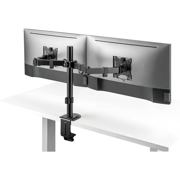 Universal tabletop double monitor stand
