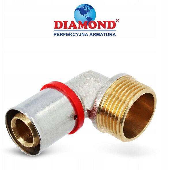Diamond kolano zaprasowywane KOL-CH PEX-AL-PEX z mosiądzu 1"x25 FZZ-004.1X25.KOL-C