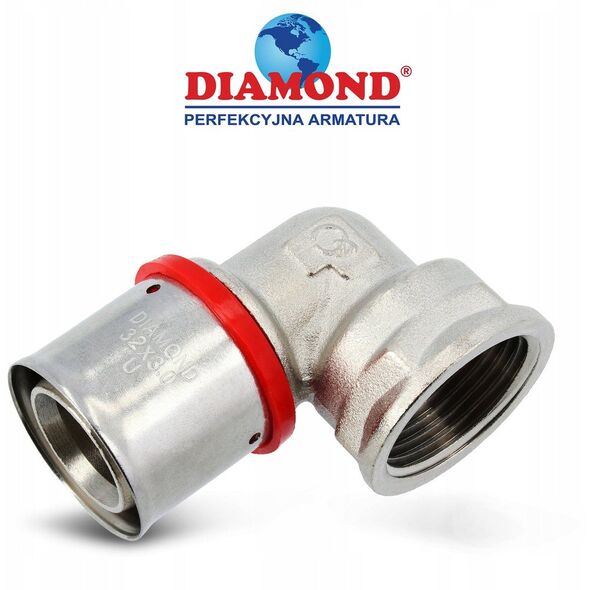 Diamond kolano zaprasowywane, KOL-DZ, PEX-AL-PEX z mosiądzu 1"x32 FZZ-005.1X32.KOL-D