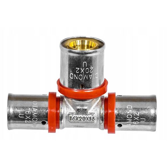 Diamond trójnik zaprasowywany potrójny PEX-AL-PEX z mosiądzu 16x20x16 FZZ-009.16X20X16.T-3