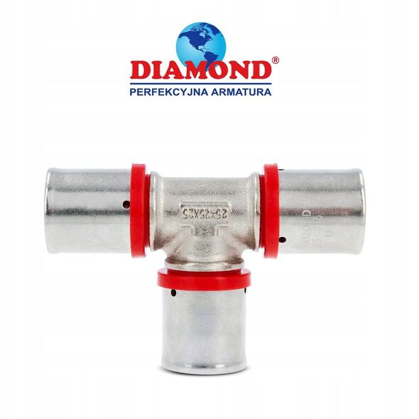 Diamond trójnik zaprasowywany potrójny PEX-AL-PEX z mosiądzu 25x25x25 FZZ-009.25X25X25.T-3