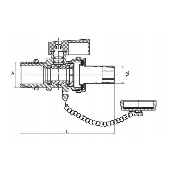 Diamond kurek kulowy c.o. spustowy, ze złączką do węża LUX 1/2", chrom ART.809-1/2.CH