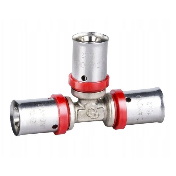 Diamond trójnik zaprasowywany potrójny PEX-AL-PEX z mosiądzu 32x25x32 FZZ-009.32X25X32.T-3