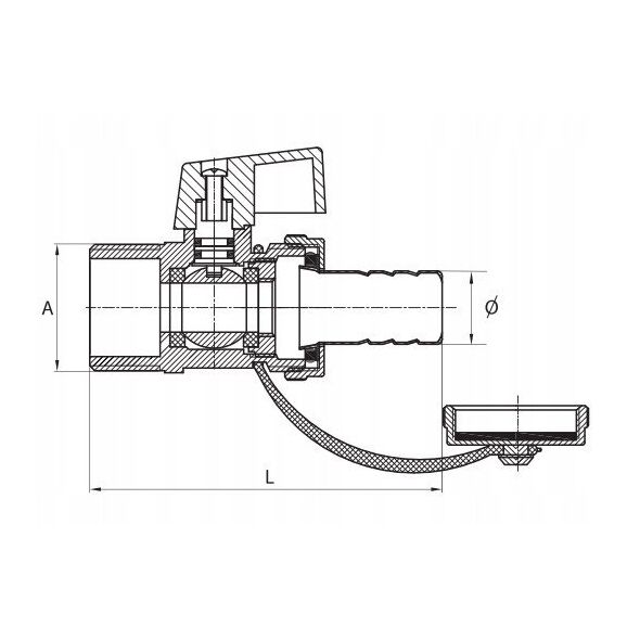 Diamond kurek kulowy spustowy ze złączką 3/4" ART.810-20.MOT.