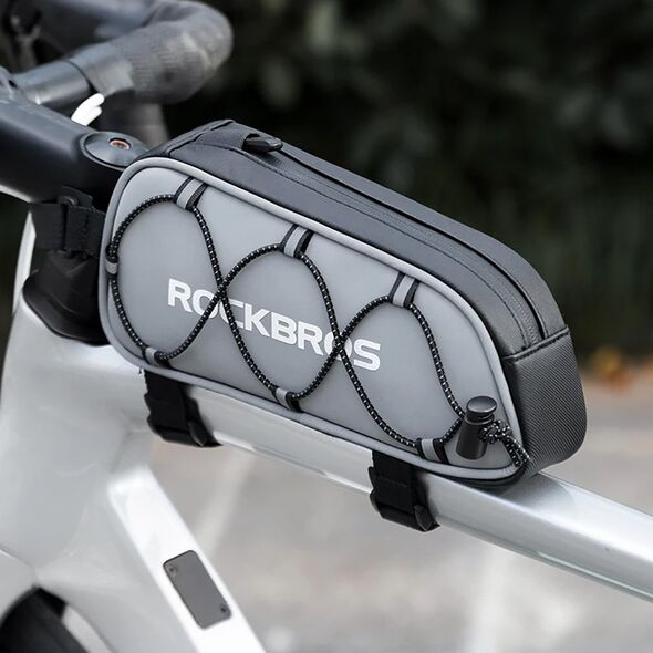 Torba sakwa rowerowa mocowana na ramę 0.9l - srebrna Torba sakwa rowerowa mocowana na ramę 0.9l - srebrna