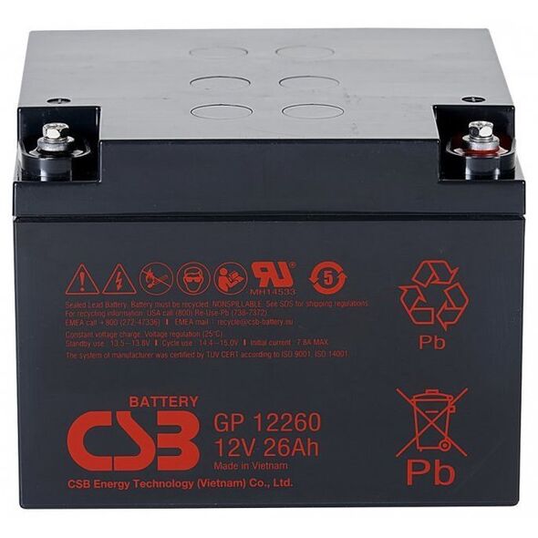 CSB Μπαταρίες μολύβδου GP12260 12V/26Ah Οδηγός (VRLA) 9 Ah