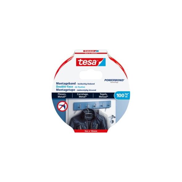 tesa Ταινία Στερέωσης Πλακάκια & Μέταλλο 100kg 1.5m x 19mm