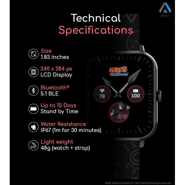 abyx Smartwatch Fit Touch 3 Itachi Uchiwa space γκρι