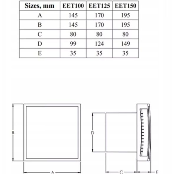 Οικιακός ανεμιστήρας Europlast E-EXTRA EET100T, DN100 mm, με χρονοδιακόπτη