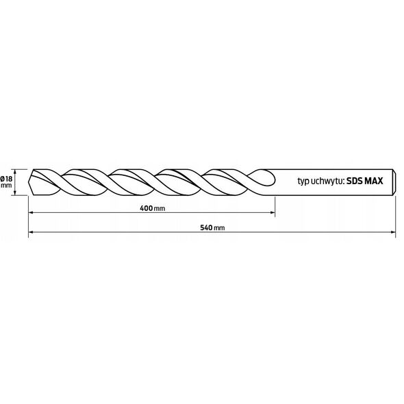 Τρυπάνι SDS MAX HIKOKI με τέσσερις ακμές 18 x 540mm