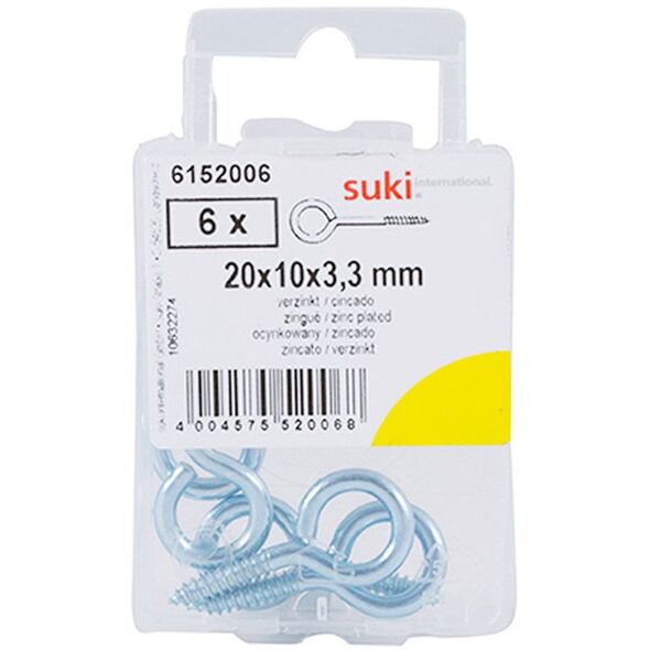 EYE SCREW 20X10X3,3X14 ZINC PLAT/ 6PCS