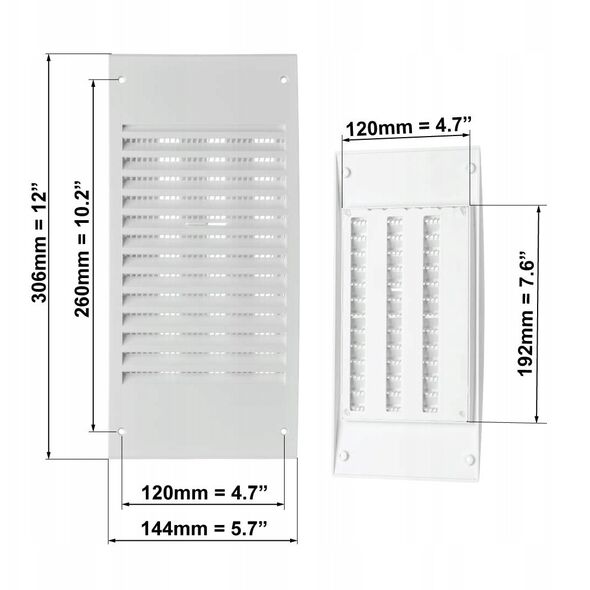 GRILLE PLASTIC ADJUSTABLE 300X140, WHITE