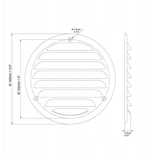 GRILLE METAL D100, WHITE