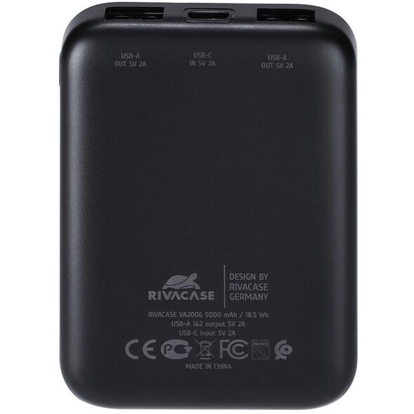 POWER BANK USB 5000MAH/VA2006 BLACK RIVACASE