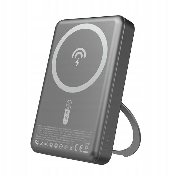 Powerbank Dudao K28 10000mAh PD 22.5W z MagSafe z metalową obudową i pierścieniem-podstawką - szary