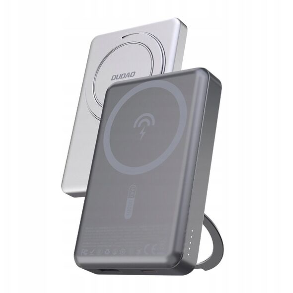 Powerbank Dudao K28 10000mAh PD 22.5W z MagSafe z metalową obudową i pierścieniem-podstawką - szary