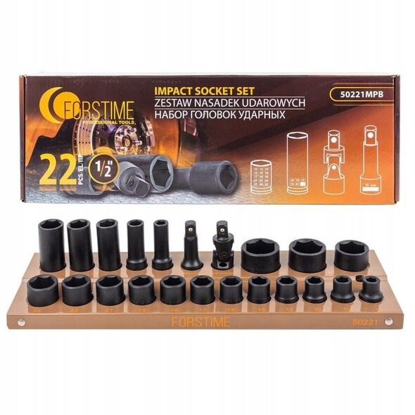 Σετ καρυδάκια κρούσης 1/2" 22τεμ. (10-32mm) (6-γωνιακά)