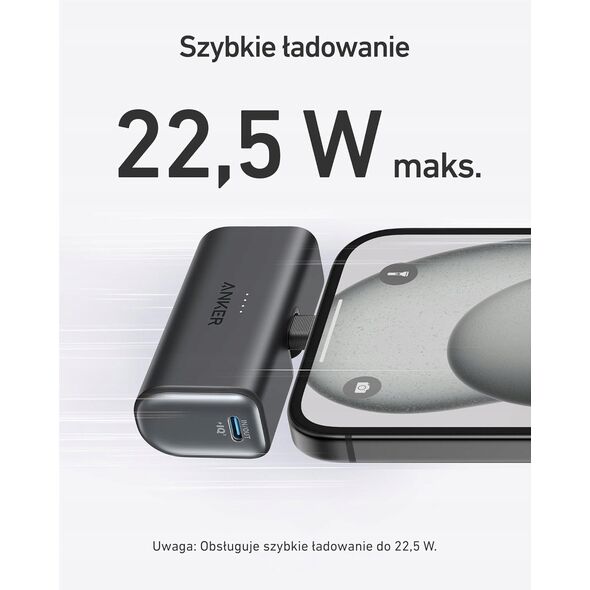 Anker Nano - Powerbank - 5000 mAh - 22.5 Watt - 3 A (24 pin USB-C) - Schwarzer Stein