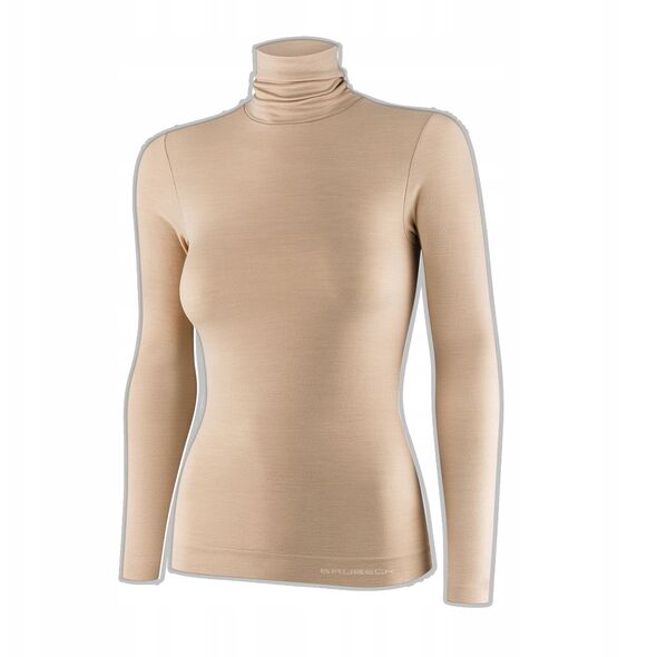 Γυναικεία μπλούζα με ζιβάγκο COMFORT MERINO μπεζ L