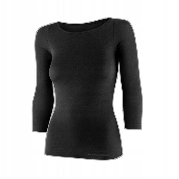 Γυναικεία μπλούζα LS1628W με μανίκι 3/4 COMFORT MERINO μαύρο L