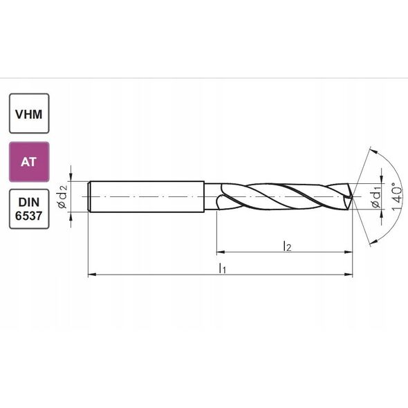 ΤΡΥΠΑΝΙ ΚΑΡΒΙΔΙΟΥ FI 5,00 28/66MM 3xD HA6 VHM AT IK MASTERDRILL DIN 6537