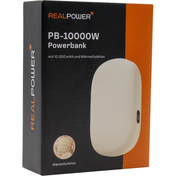 RealPower Powerbank PB-10000W,10000 mAh,μπεζ,λειτουργία θέρμανσης
